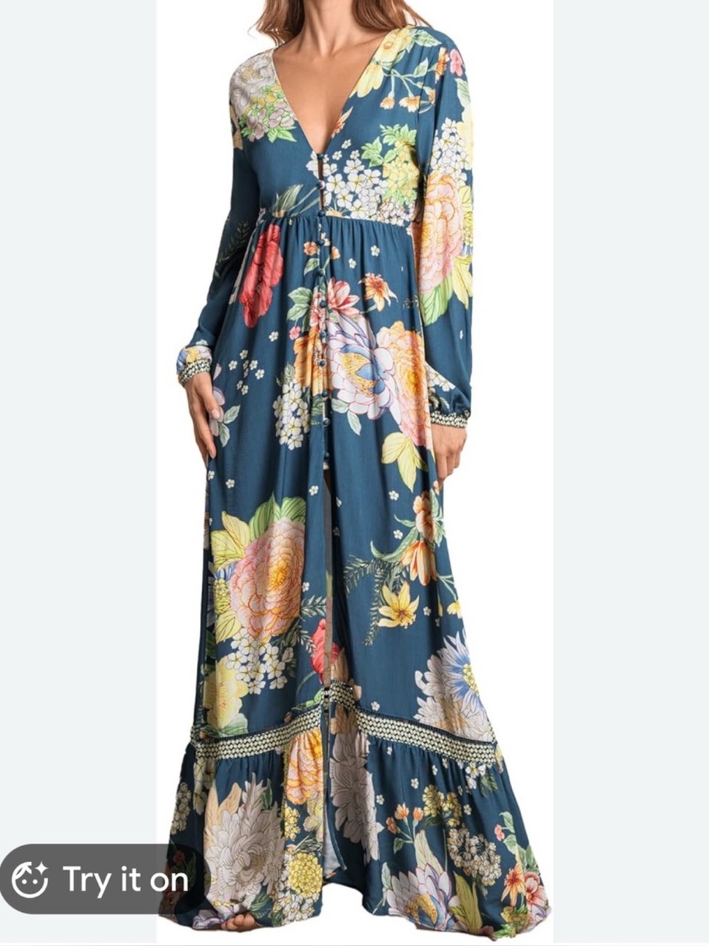 Maaji Teal Floral Maxi Dress